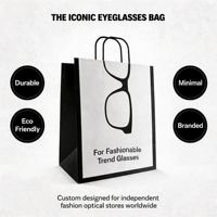 Sac de shopping en papier mat recyclable de qualité supérieure personnalisé avec laminage mat, sac d'emballage cadeau de luxe pour boutique de lunettes de marque