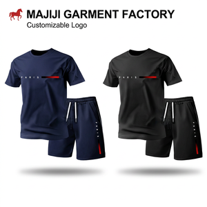 Ensemble décontracté 2 pièces tricoté respirant pour homme – T-shirt à manches courtes et short – Couleur unie tendance – Personnalisable - Product Image 2