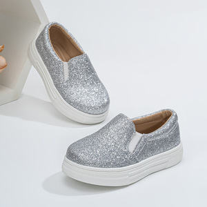 รองเท้าสวมแบบสวมของเด็กผู้หญิงสำหรับฤดูใบไม้ร่วงใหม่รองเท้าลำลองแวววาวเรียบง่ายสำหรับเด็ก - Product Image 4