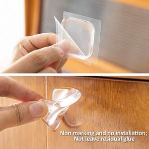 Bouclier mural carré transparent pare-chocs garde auto-adhésif absorbant les chocs butée de porte protecteur mural pour arrêter les dommages au mur - Product Image 4
