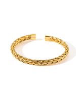 H2 E0013 Ensemble de bracelets classiques pour femme en acier inoxydable plaqué or 18 carats avec fermoir à motif scriptural et croix torsadée, pour tenues de soirée