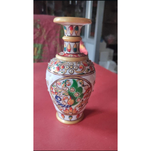 Vase décoratif en marbre artisanal Meenakari, design Art Déco, classique, royal, cadeau de mariage indien, Diwali, retraite, écologique - Product Image 3