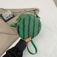 Tas Selempang Wanita Desain Buah Unik, Bentuk Bulat Motif Semangka, Kustomisasi Pabrik, Tas Tangan Kecil