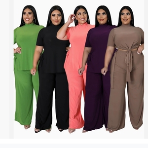 Ensemble deux pièces chic grande <span class=keywords><strong>taille</strong></span> <span class=keywords><strong>pour</strong></span> <span class=keywords><strong>femme</strong></span> – Nouvelle collection été 2026 – Couleur unie – Tenue décontractée - Product Image 6