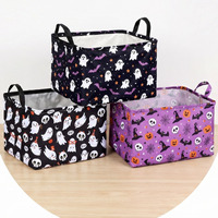 Panier de rangement pliable pour Halloween, boîte à jouets et à vêtements en toile multifonctionnelle, panier de rangement en toile