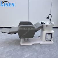 Kisen Fauteuil de lavage moderne en plastique pliable pour salon, en similicuir, avec bac de lavage électrique, station de lavage de cheveux pour salon