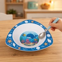 Assiette triangulaire imprimée en 3D sans BPA, prix d'usine, ensemble d'assiettes écologiques en PP pour enfants, idéales pour la rentrée scolaire