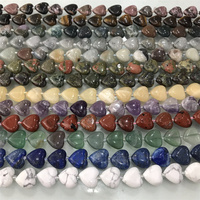 Hui piedra Natural forma de corazón cuentas facetadas 15*15mm lapislázuli cuentas de piedra para la fabricación de joyas