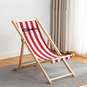 Chaise inclinable d'extérieur en bois naturel avec pieds pliables pour terrasses, plages et jardins - Product Image 6