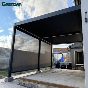 OEM hiện đại cơ giới nhôm louver gazebo mái hiên Tán-treo tường điều khiển từ xa không thấm nước kích thước 3x3m-6x4m - Product Image 1