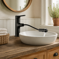 Robinet de lavabo contemporain personnalisable à trois modes, monocommande, avec douchette extractible pour salle de bain