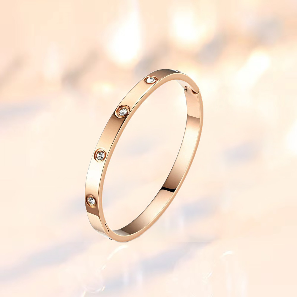 Bracelet plein de diamants 6 mm - or rose