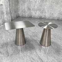Table Basse en Acier Inoxydable Design Carré + Rond Portable Durable Antirouille Moderne pour Salon et Repas Décontractés