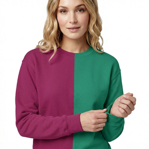 Sweat-shirt personnalisé pour femmes, deux tons vert et marron, style universitaire, couleur contrastée, sweat-shirt de sororité - Product Image 2