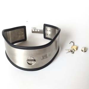 Metall Bondage Sklavenhalsband Lustiges Sexspielzeug Abschließbares Halskorsett Fesseln Edelstahl BDSM Halsbänder Erotische Sexprodukte für Erwachsene - Product Image 4