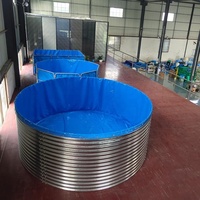 Sistema de acuicultura RAS para agricultura plegable, tanque de agua de lámina galvanizada, estanque de peces redondo de PVC Ling