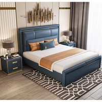 Ensemble de meubles pour chambre à coucher italienne de luxe Ensemble de meubles design pour lit double récent italien Lit de luxe en cuir King Size Moderne en bois