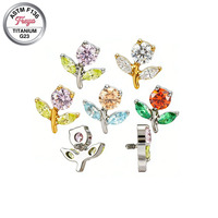Customized G23 Titanium Piercing Jewelry Cute Korean Floral Earrings Wholesale Fashion Fine Stud Daith Flower Earrings for Women