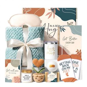 Warm Hug Gift Box with Scented Candle, Knitted Heart <b>Blanket</b>, and Socks for Women's Special Occasions - Product Image 3