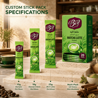 Sachets de Boissons Instantanées Personnalisés en Forme de Barre avec Scellage Thermique pour Café, Matcha Latte, Thé Karak, Cappuccino – Portions Individuelles