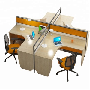 Modern 4 Seats Office Glass Partition, Modern Design Office Partition Table - Product Image 1