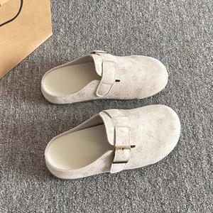 Zuecos Planos de Mujer con Punta Cerrada, Color Sólido, Gamuza Suave, Cómodos para Uso Diario - Product Image 2