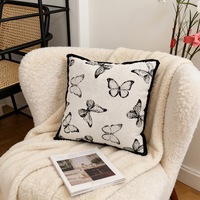 Coussin décoratif jacquard en chenille nordique à motifs abstraits, style moderne et minimaliste, tricoté