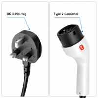 KRJi Smart Type 2 Portable EV Charger 32A 7kW AC Kabel Kontrol Aplikasi 230V-400V Pengisian Daya Kendaraan Listrik