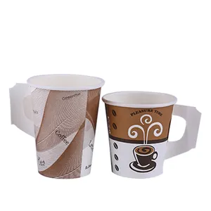 China fabricante personalizado descartável copo de café papel da borboleta copo de papel do chá com alça