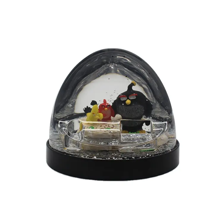 Wholesale Creative Manufacture Custom Plastic Crafts Funny Birds Angry Plastic Snow globe