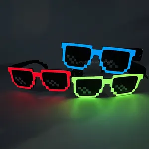 Fashion Rave Costume Party Creative Colorful El Mosaic Glow Glasses LED Light Up Glasses For Nightclub Bar Disco