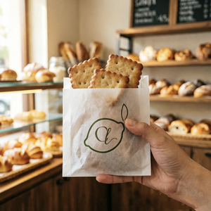 Sacchetti di Carta Bianchi Personalizzati, Buste Piatte Aperte in Carta Riciclata Antigrasso per Biscotti, Croissant, <span class=keywords><strong>Mini</strong></span> Pasticcini e Confezionamento Alimentare - Product Image 3