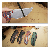 Couteau pliant de poche TRIVISA HippO-RLYM EDC pour hommes, lame 14C28N, manche en Micarta avec clip, outil de survie, camping en plein air, chasse