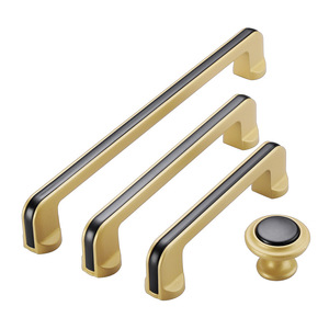 Tiradores de muebles de acero inoxidable de lujo de estilo nórdico moderno, perillas de dos colores para armario, cajón, puerta de armario, borde dorado negro - Product Image 1