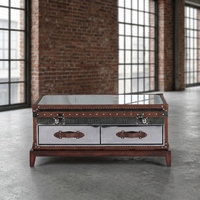 Meuble de bar à cigares et à whisky en acier inoxydable de style antique, table basse
