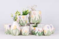 Keluaran baru vas keramik aster minimalis Pot bunga porselen Tulip untuk dekorasi meja ruang tamu atau meja