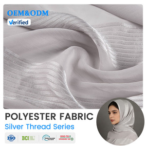 Tela de Chifón de Poliéster Transpirable Antiestática con Rayas Jacquard de Hilo Plateado de Calidad B3 para Bufandas, Uso Diario Femenino - Product Image 1