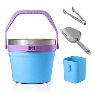 Seau à glace 7L en acier inoxydable 304 à double paroi isolé sous vide, refroidisseur de bière avec poignée et couvercle, personnalisable, portable, cadeau d'affaires 24-36 - Product Image 1