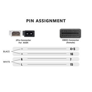 Muy Cable <span class=keywords><strong>2</strong></span> X 2pin para Audi a OBD2 16Pin conector - Product Image 6