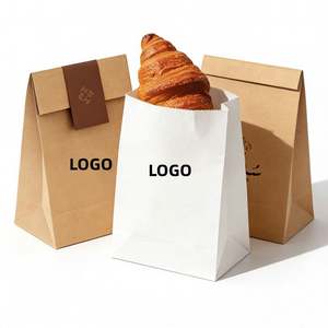 Sacs en papier kraft imprimés flexo de qualité alimentaire, recyclables, écologiques, résistants à la graisse, haut de gamme, avec poignée et logo personnalisable - Product Image 5