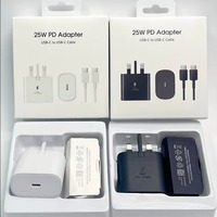Cargador de Pared de 25 W con Adaptador PD Tipo C, Enchufe EU, US, UK, Cable de Carga Rápida USB-C a USB-C para Samsung Galaxy S26 S25 S24