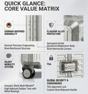 Set di <span class=keywords><strong>Valigie</strong></span> in Alluminio a 3 Pezzi Stile MVST, 20 24 28 Pollici, <span class=keywords><strong>Valigie</strong></span> da Viaggio di Lusso in Metallo, Produttore OEM - Product Image 3