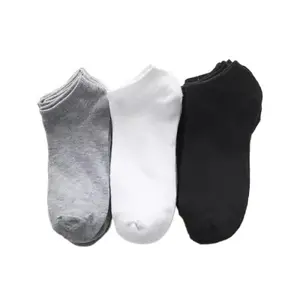 ถุงเท้าข้อต่ำแบบเรียบสำหรับฤดูร้อนถุงเท้าหุ้มข้อใส่สบายสีขาวดำเทา
