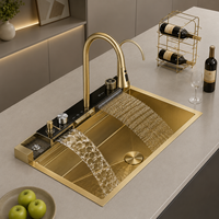 Évier de cuisine intelligent européen BEDE, fabricant d'éviers de style farmhouse multifonctionnels, à fixation murale, numérique, en acier inoxydable, moderne et dissimulé