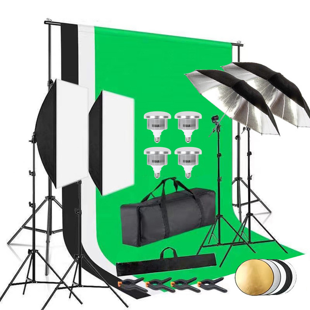 Backdrop Stand Green Screen Photography Lighting Kit Softboxes Photo Umbrellas Accessories for Video Studio Lights Parties