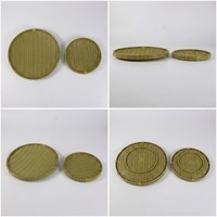 Ensemble de plateaux de rangement ronds en plastique tressé style rotin PP, plateau de service, organisateur de fruits, pain et collations