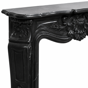 Chimenea Tradicional de Mármol con Tallado Ornamental, de Piedra Negra, para Interiores, con Leña, para Sala de Estar - Product Image 4