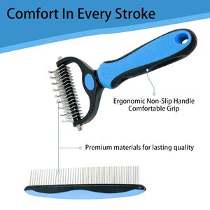 Elecpet Pet Grooming <b>Brush</b> Comb 2in 1 Set Dual-Sided Professional Deshedding <b>Brush</b> for Removing Tangles and Knots for Cat Dog - Product Image 2
