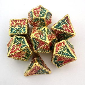 Nian nhà sản xuất tùy chỉnh ttrpgs Hợp kim kẽm 19mm đa diện xúc xắc màu đỏ và màu xanh lá cây vật liệu kim loại bền - Product Image 2