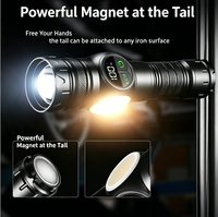 Lampe torche LED COB rechargeable en aluminium, 2000 lumens, 30W, avec indicateur de batterie 26650, longue portée, lumière puissante, magnétique et zoomable